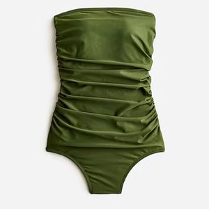 J.Crew Ruched bandeau one-piece swimsuit Long Torso Size 6 Safari